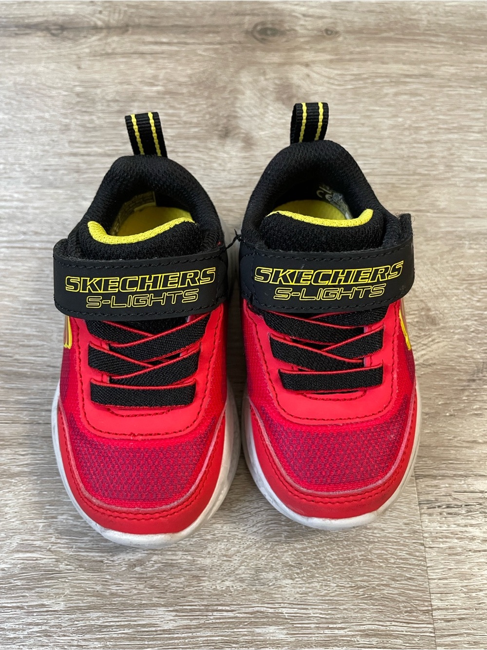 Skechers Kids Red and Black Light-Up Sneakers size 5
